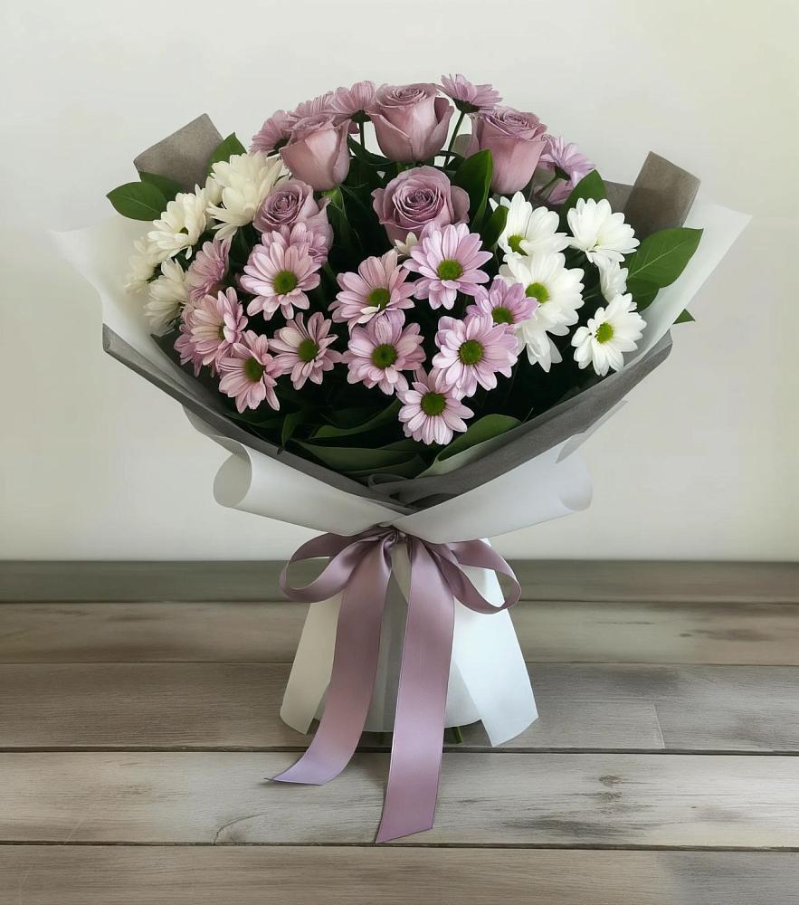 Букет цветов из: Хризантемы и Розы в Тарычёво