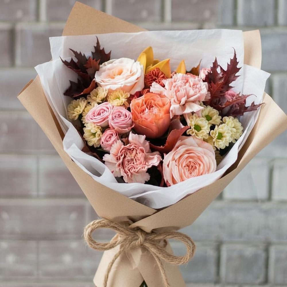 Букет цветов из: Гвоздики, Хризантемы и Розы в Тарычёво