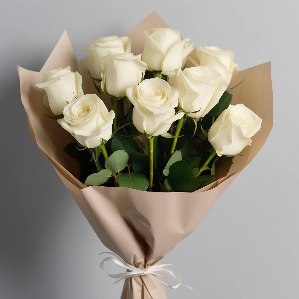 Букет 9 Белых роз Эдлесс Лав в Тарычёво