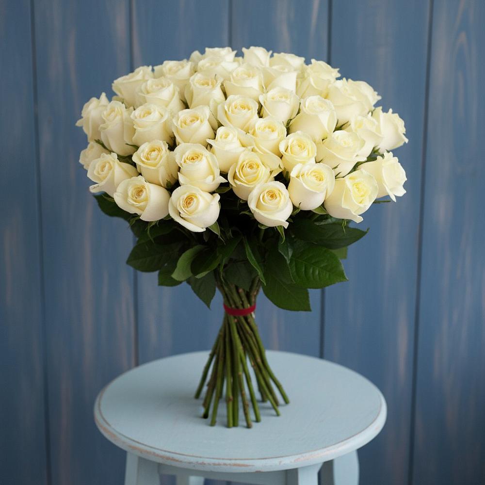 Букет 51 Белая роза Эдлесс Лав в Тарычёво