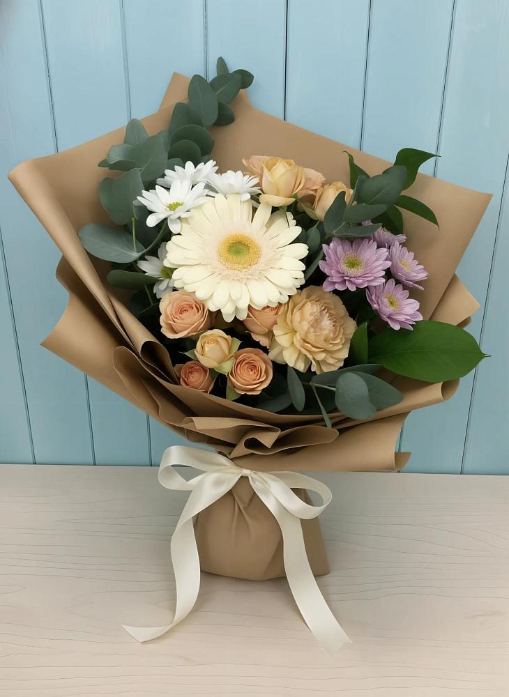 Букет цветов из: Герберы и Хризантемы в Тарычёво