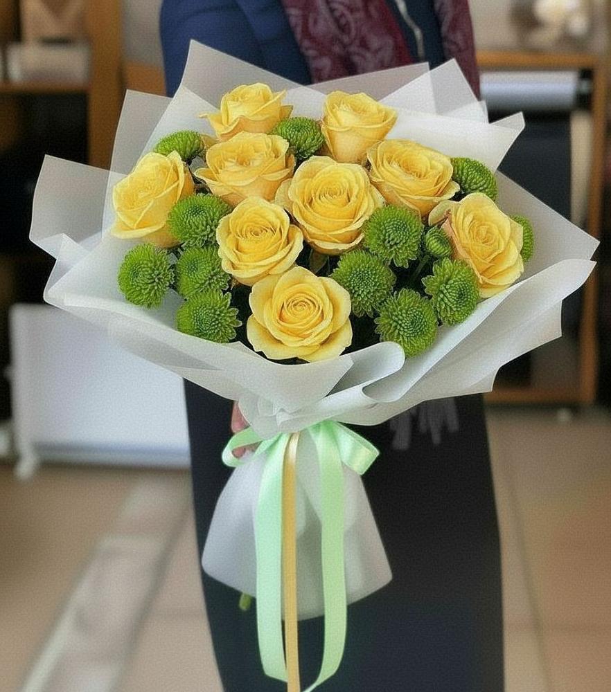 Букет цветов из: Хризантемы и Розы в Тарычёво