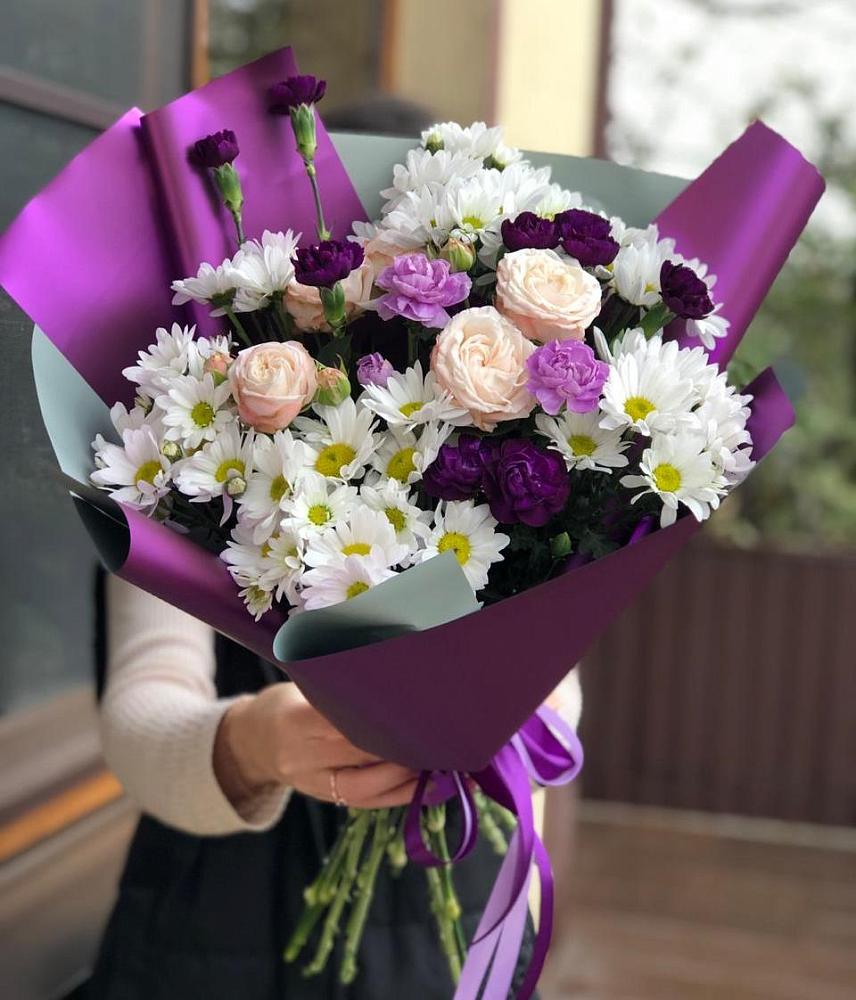 Букет цветов из: Хризантемы, Гвоздики и Розы в Тарычёво