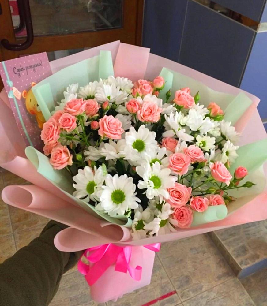 Букет цветов из: Розы и Хризантемы в Тарычёво