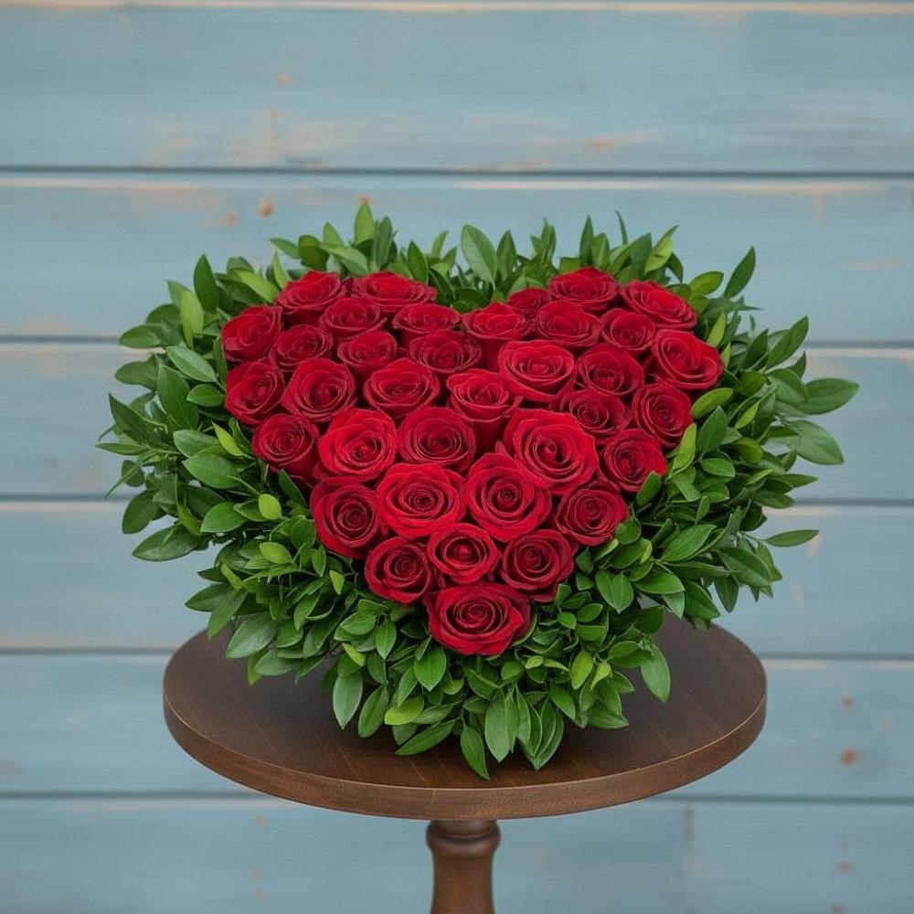 Цветочная композиция из Розы в виде сердца в Тарычёво