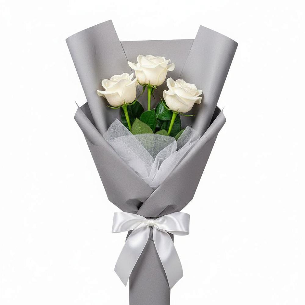 Букет 3 белые розы в Тарычёво