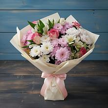 Букет цветов из:  Хризантемы, Альстромерии и Розы в Тарычёво