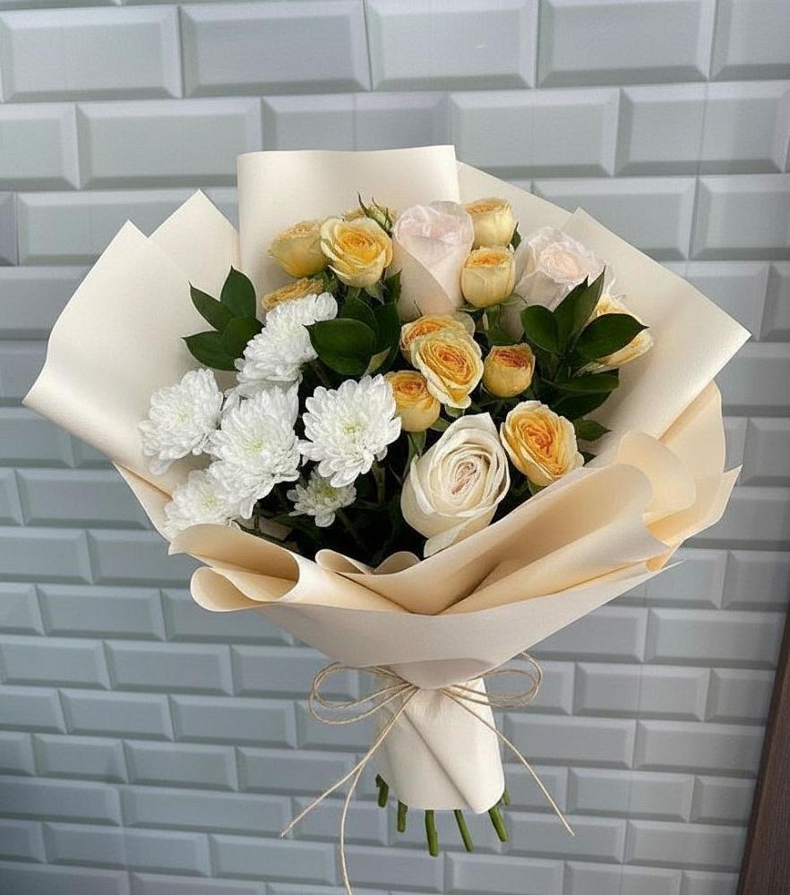 Букет цветов из: Розы и Хризантемы в Тарычёво