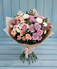 Букет цветов из:  Хризантемы, Розы и Альстромерии в Тарычёво