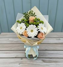 Букет цветов из:  Герберы, Розы и Хризантемы в Тарычёво