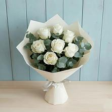 Букет Белые розы в Эвкалипте в Тарычёво