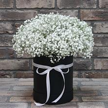 Цветочная композиция из Гипсофила в шляпной коробке в Тарычёво