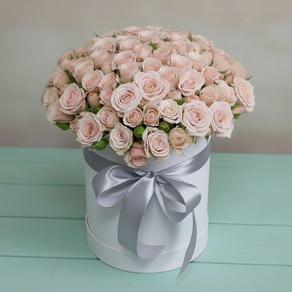 Цветочная композиция из Розы в шляпной коробке в Тарычёво